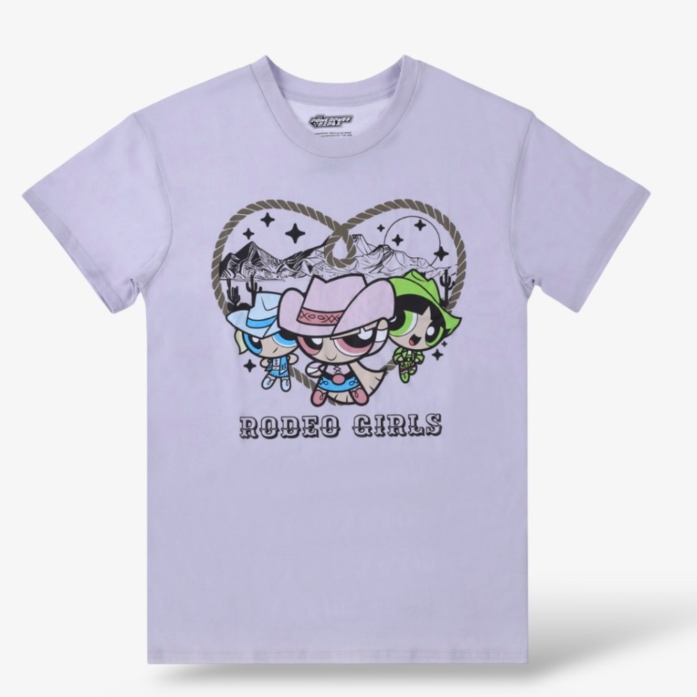 Powerpuff Girls Cartoon Network Rodeo Girls Graphic Tee Pastel Purple Large y2k